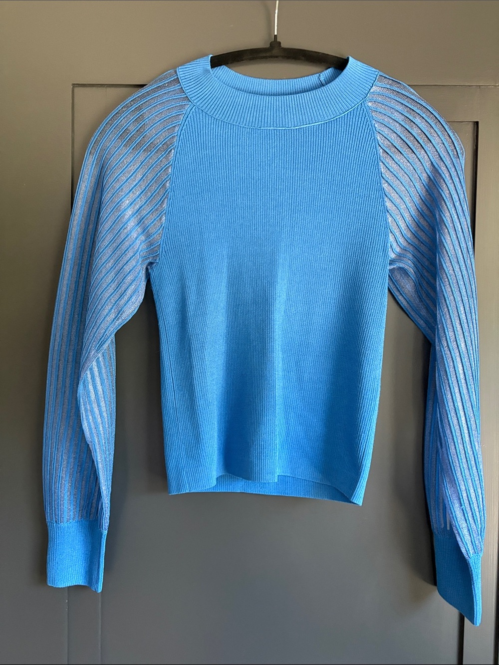 Club Monaco Electric Blue Ribbed Knit Top